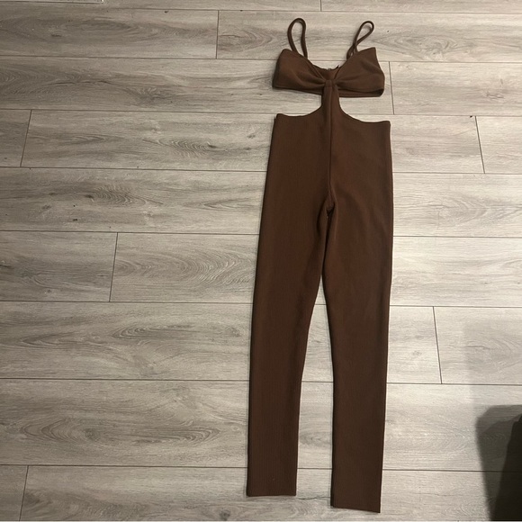 Brown Cut Out Jumpsuit - Picture 3 of 4